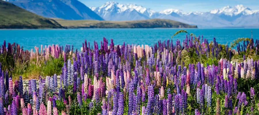 Lake-Tekapo-with-Llupins-Blooming-South-Island-New-Zealand_155246192